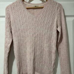 Sonoma Light Pink V-Neck Cable Sweater
